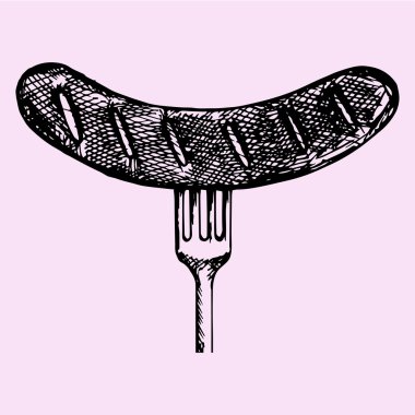 Çatalda ızgara sosis