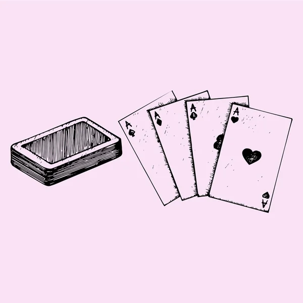 Quatro ases, baralho de poker, cartas de baralho — Vetor de Stock