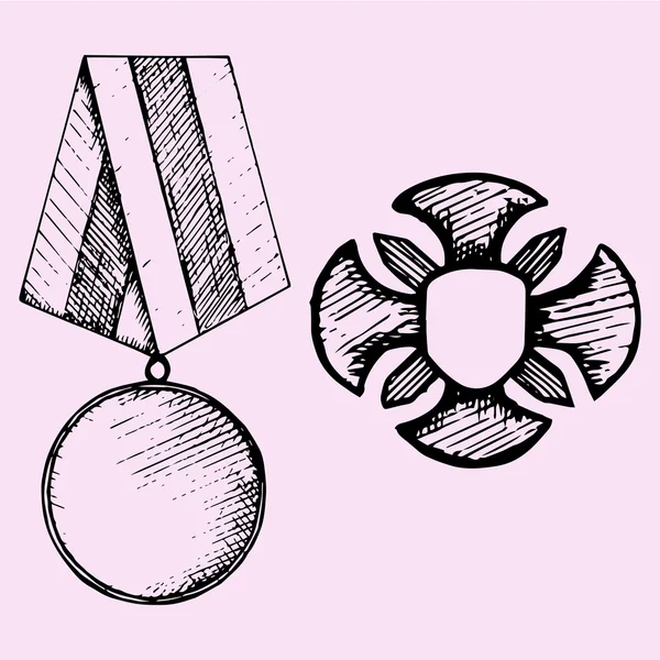 Uppsättning av militär medalj, vektor — Stock vektor