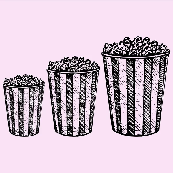 Set popcorn dalam kotak kardus untuk bioskop - Stok Vektor