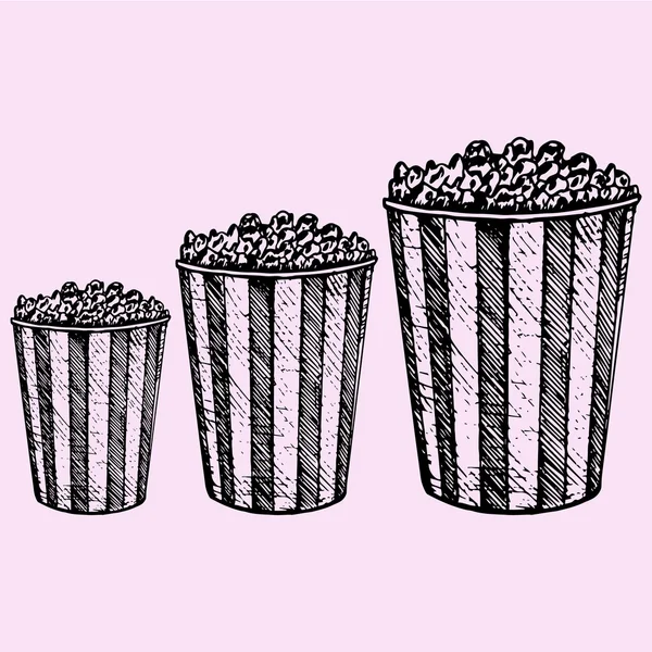 Palomitas de maíz en caja de cartón para cine — Vector de stock