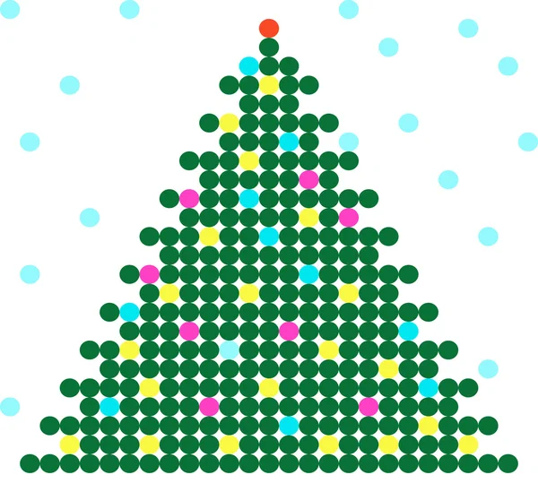 Grön julgran med färgglada leksaker — Stock vektor