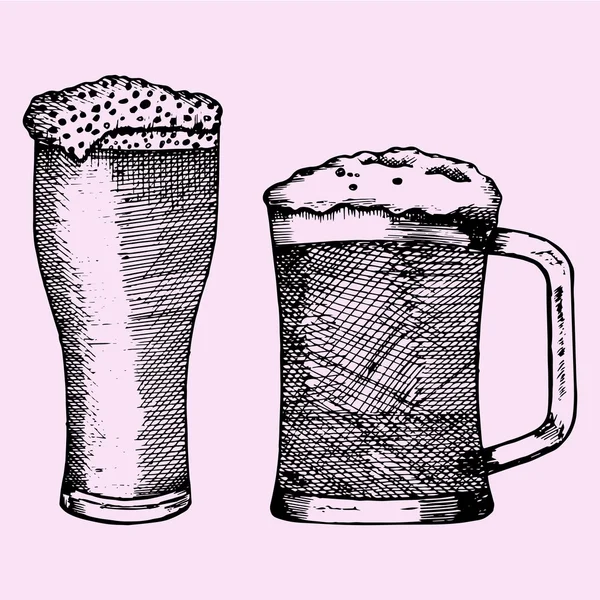 Conjunto de vaso de cerveza con espuma — Archivo Imágenes Vectoriales