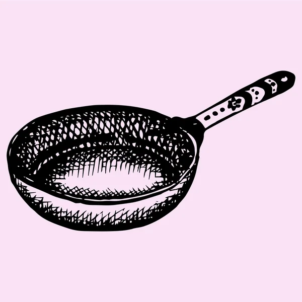 Poêle à frire, style doodle — Image vectorielle