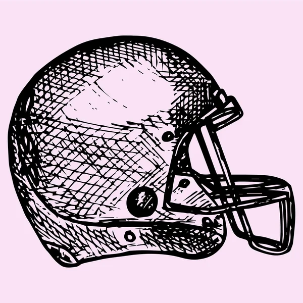 American football helmet, doodle style — Stock Vector