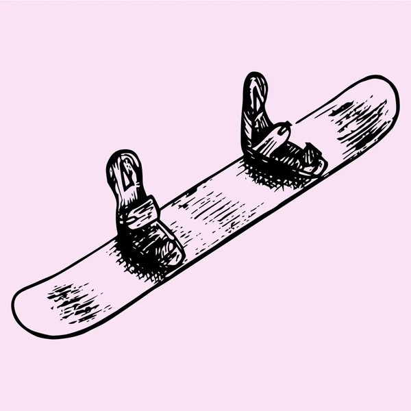 Snowboard, estilo doodle, dibujo ilustración — Vector de stock