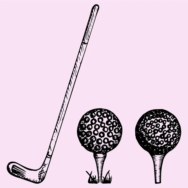 Golf club e palla, set, giocare a golf — Vettoriale Stock