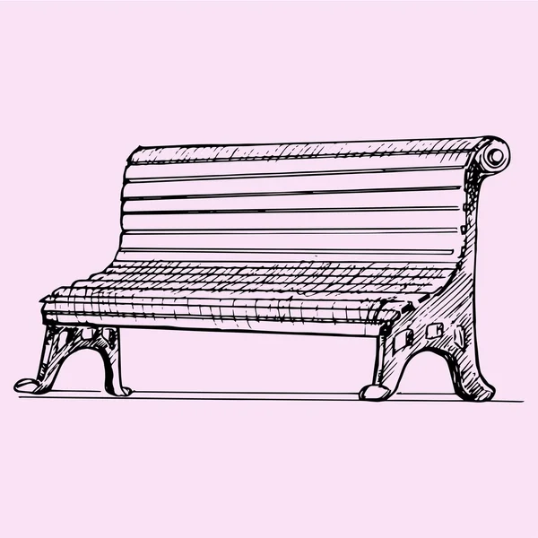 Parková lavička, doodle styl — Stockový vektor