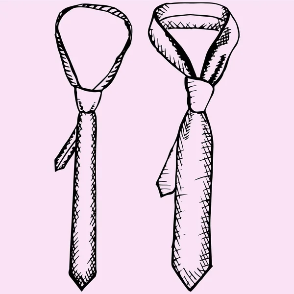 Mäns slips, sätta, doodle stil — Stock vektor