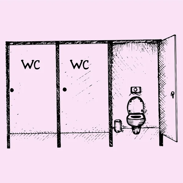 Cabine de toilette publique, dessinée à la main — Image vectorielle