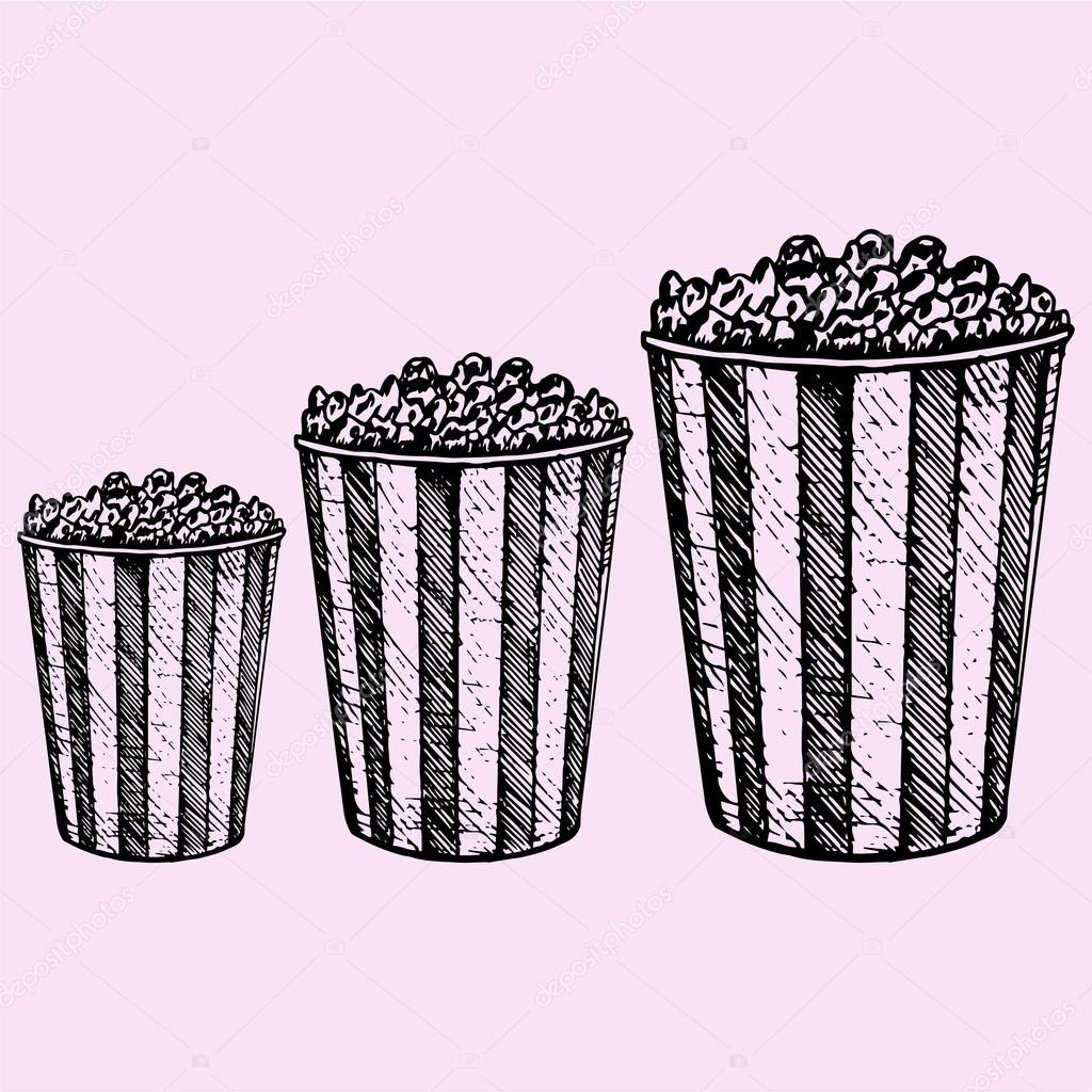 set popcorn in cardboard box for cinema