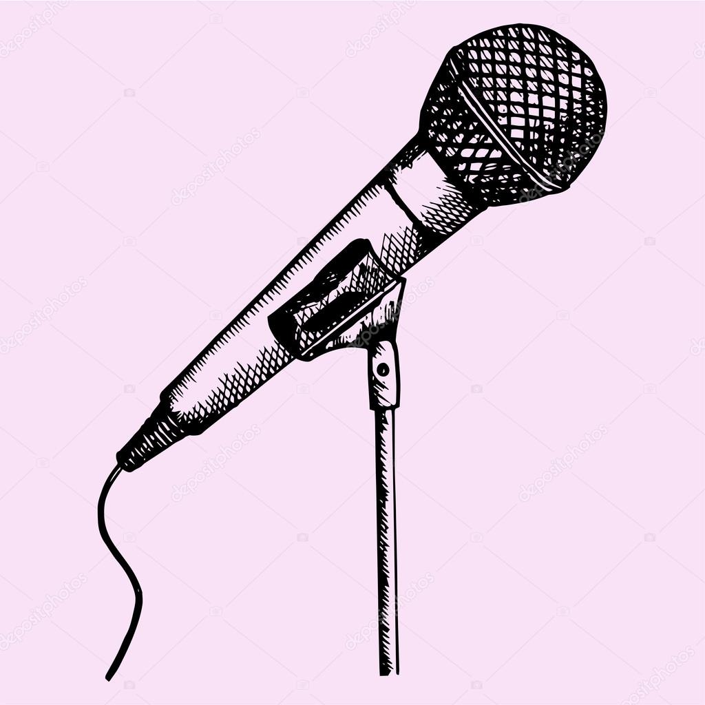 microphone on a stand, doodle style