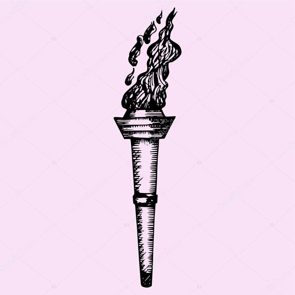 burning torch, doodle style