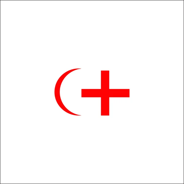 Red cross and red crescent icon — Stock Vector