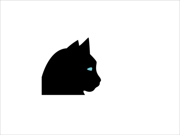 Katze mit blauen Augen Silhouette — Stockvektor