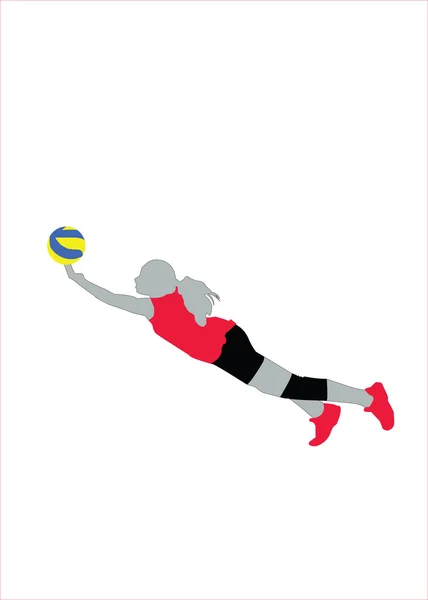 Pallavolo ragazza silhouette — Vettoriale Stock