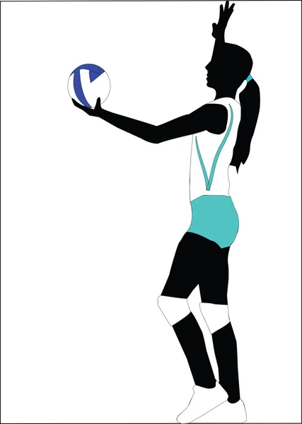 Pallavolo ragazza silhouette — Vettoriale Stock