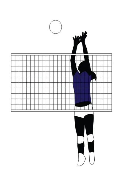 排球的女孩剪影 — 图库矢量图片