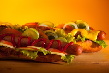 Two teasty hot dogs clipart