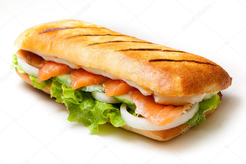 Salmon pannini sandwich