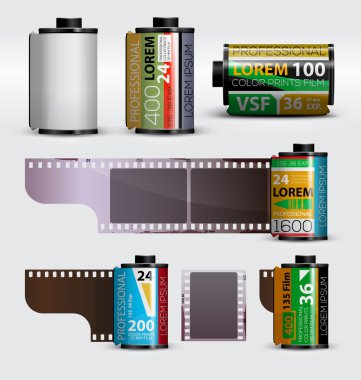 35mm film. Gerçekçi kamera film rulo. Vektör çizim