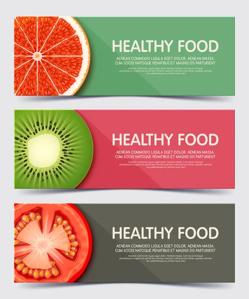 Conjunto de banner conceito ilustração para alimentos saudáveis. Bandeiras Web e materiais impressos . — Vetor de Stock