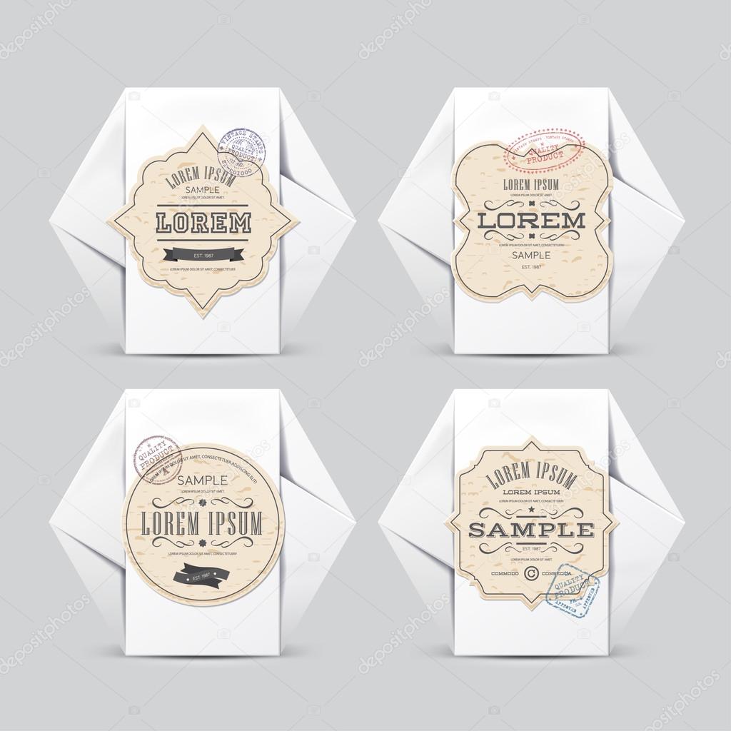 Vintage labels on White Paper Box. For Your Design. Product Packing 100% quality