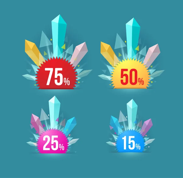 Vente abstraite Crystal. Jeu d'étiquettes vectorielles Crystal — Image vectorielle