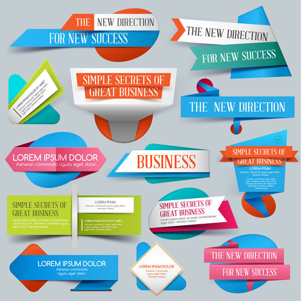 Набор баннеров сайта. Векторная иллюстрация. Продажа. Баннеры со скидкой на оригами. Новое предложение
