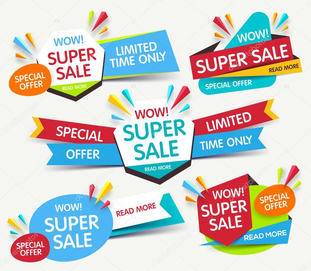 Super sale banner. Sale and discounts. Vector illustration