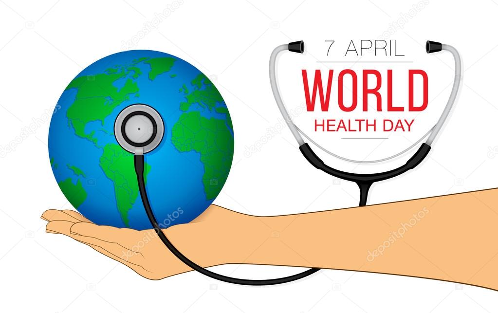 World health day concept with globe in hand.