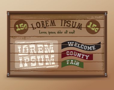 Wild West sign. Retro wooden sign. Steakhouse sign clipart
