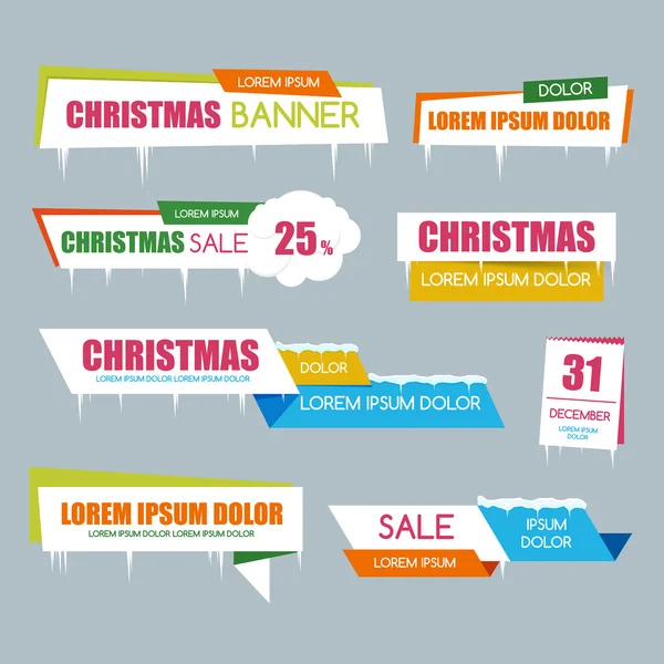 Banner de venta de Navidad. Conjunto de Banner Web. Ilustración vectorial. Venta de descuento estilo. Venta de Navidad . — Archivo Imágenes Vectoriales