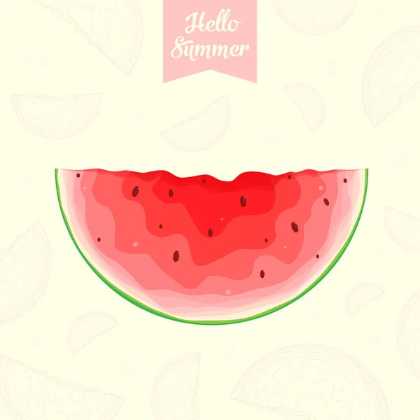 Scheibe Wassermelone in Vektor. Hallo Sommer. — Stockvektor