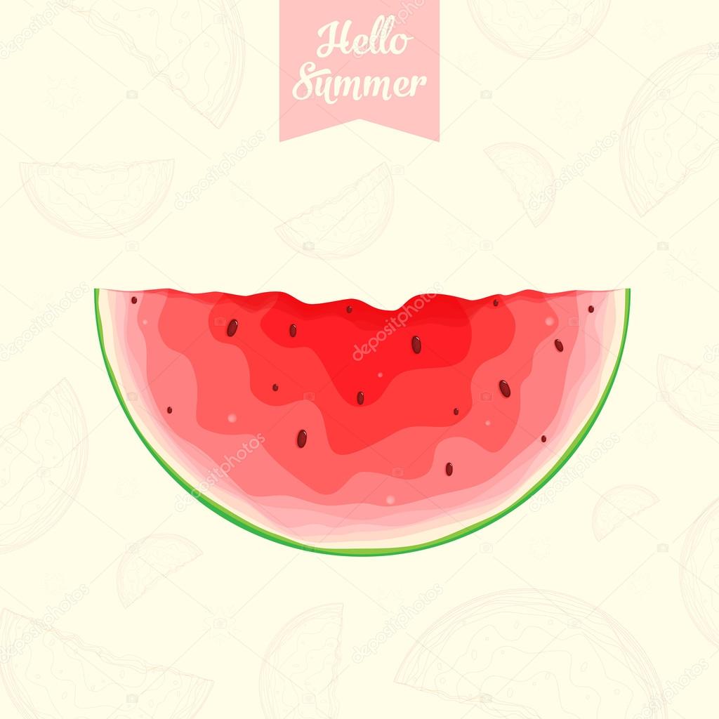 Slice of watermelon in vector. Hello summer.