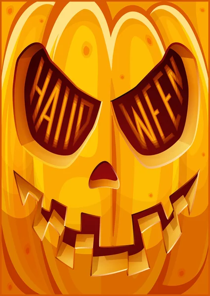 Poster con zucca,. Poster di Halloween. Cartolino di Halloween. Illustrazione vettoriale . — Vettoriale Stock