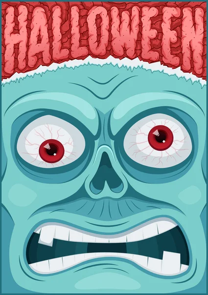 Zombie affisch. Halloween affisch. Halloween cardposter. Vektor illustration. — Stock vektor