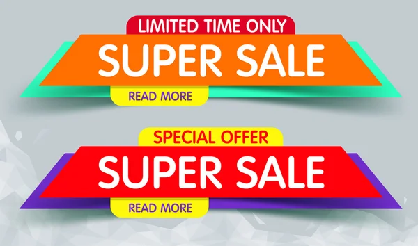 Super Sale Banner Design. You Can use for Super Sale promotion. Advertising shopping flyers, discount banners. — Stockvector