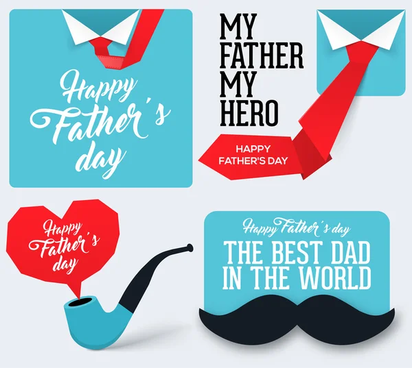 Feliz Colección del Día del Padre. Tarjeta de felicitación para el Día del Padre . — Vector de stock