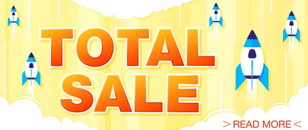 Total Sale e banner oferta especial em um fundo amarelo brilhante. Fundo de venda. Cartaz de venda. Vetor de venda. Ilustração vetorial . — Vetor de Stock