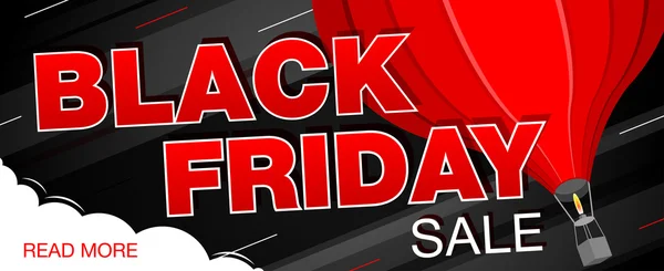 Black Friday Verkaufsbanner mit Luftballon. Black Friday Web-Banner. Vektorillustration — Stockvektor