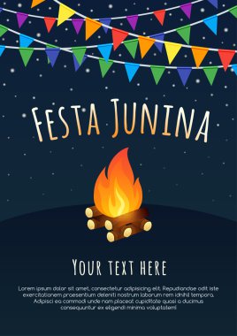Festa Junina poster. Brezilyalı Haziran parti. Latin Amerika tatil arka plan.
