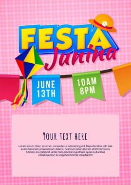Festa Junina poster. Brezilyalı Haziran parti. Latin Amerika tatil arka plan.