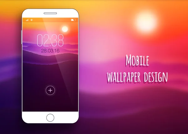 丰富多彩的移动界面壁纸上模糊的背景。手机壁纸。清洁和现代的设计。自然。矢量图 — 图库矢量图片