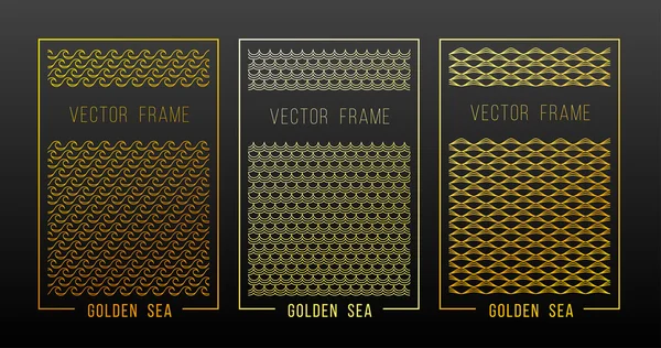 Lineaire ontwerpelementen. Decoratieve zee. Gouden sieraad voor uw ontwerp, flyer, promotie, toepassing. — Stockvector