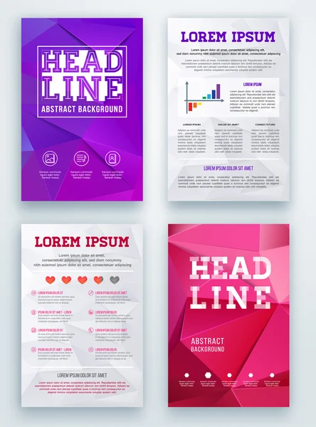 Set verslag brochure, Flyer, flyer ontwerpsjabloon met geometrische driehoekige stijl. — Stockvector