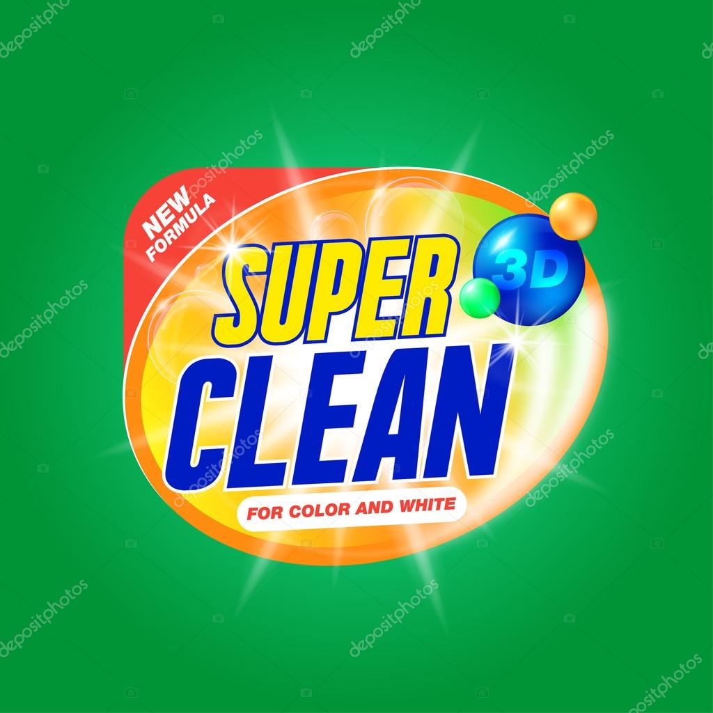 Super clean. Template for laundry detergent. Package design for Washing Powder & Liquid