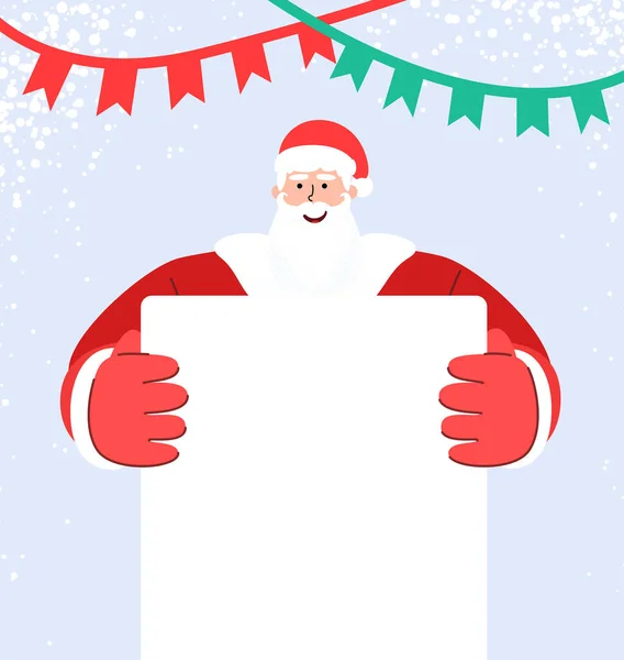 Joyeux Noël Bonne Année Père Noël Tenir Grand Panneau Pour — Image vectorielle