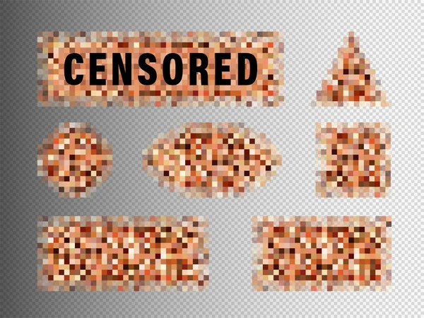 Ensemble Éléments Censure Bar Censuré Panneaux Mosaïques Censure Pixels Effet — Image vectorielle