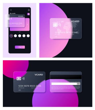 Popüler Frosted Glass tarzında cam biçimindeki banka kartı. Pankartlar, web siteleri, uygulamalar ve diğer modern ui tasarım projeleri için. Karışımdan yaratıldı ve renk değiştirmesi kolay.